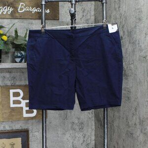 NWT Simply Styled Womens Petite Chino Bermuda Shorts S22381SS PXL Navy Blue